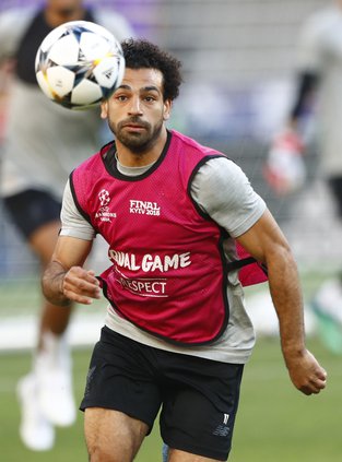 Salah training for the Champions League final