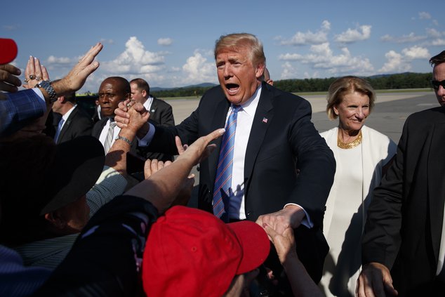 Trump at the Greenbrier Valley Airport in Lewisburg, W.Va.