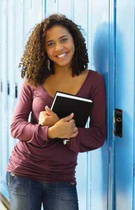 Girl with school book