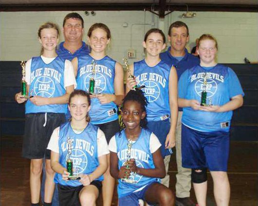 Midget Girls Champs Blue Devils Coach Johnson