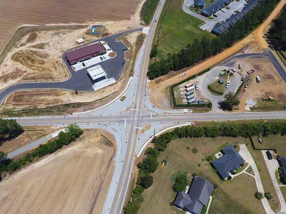 W 5 Points Roundabout Aerial