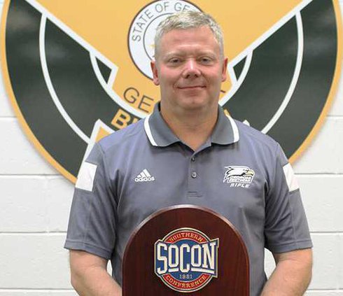 W Coach Jim Riggs  SoCon Champion Rifle Team 2017