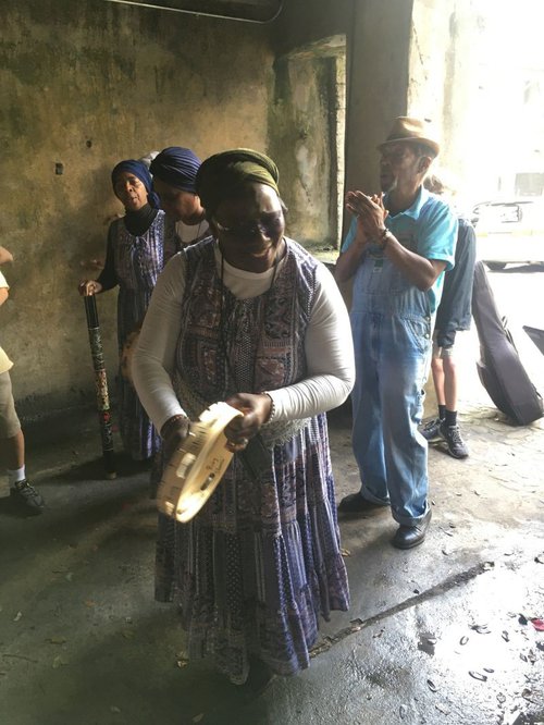 Sistah Patt and the Saltwata Players sing a Gullah freedom song during an Underground Tour, in one of the