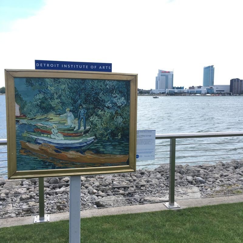 Installation overlooking the Detroit River, promoting a Van Gogh exhibit at the Detroit Institute of Arts across town.
