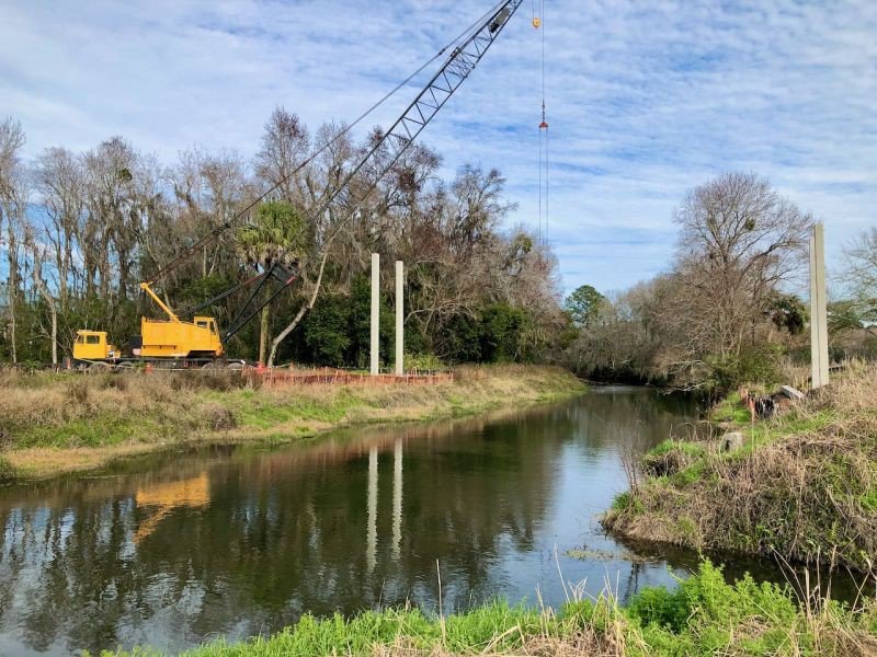 A bridge is being constructed to link the Lake Mayer Community Park path to the Truman Linear Park Trail and points north. When completed, the trail will like Lake Mayer to Daffin Park.