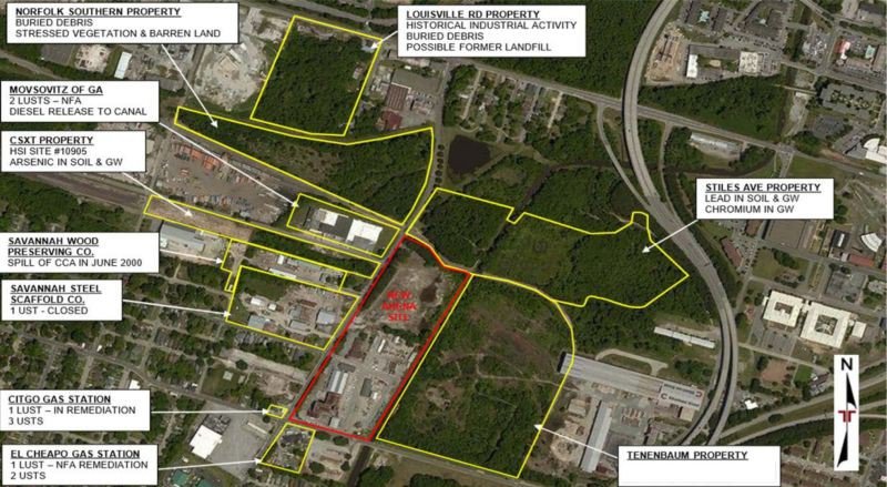 Summary of soil contamination in areas surrounding the arena site. Source: arena consultant's report