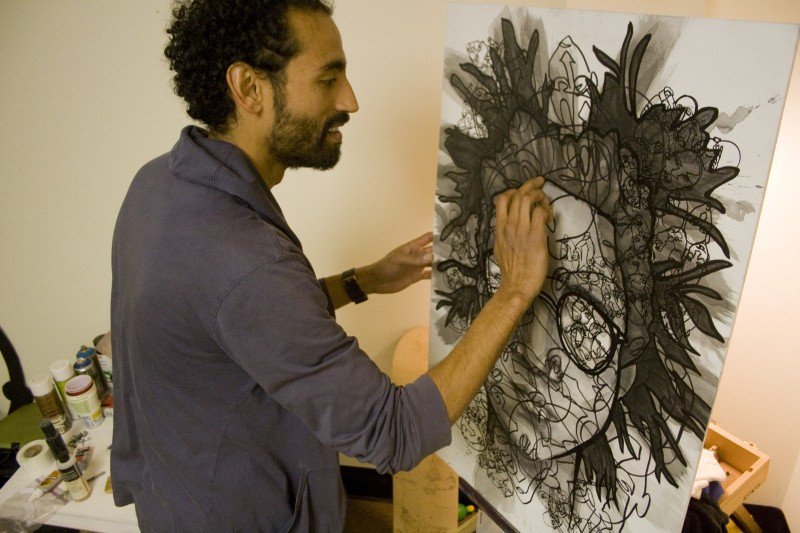 Perez at work in his studio