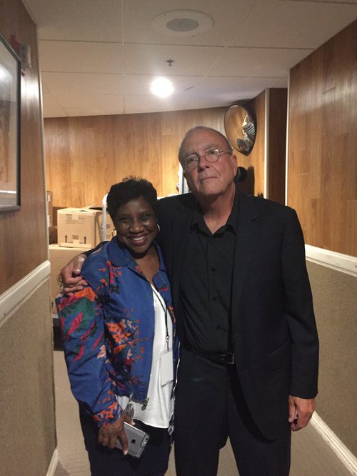 Tony Arata with Karla Redding backstage at the Ryman.
