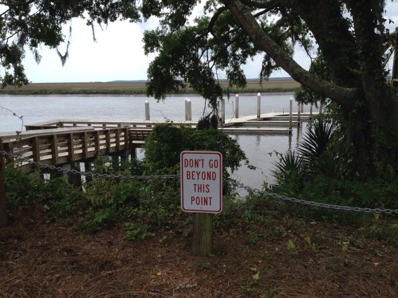 The view of the fishing pier from the bluff.