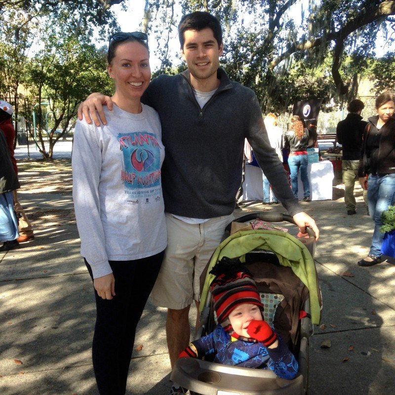 Visiting Forsyth Farmers' Market is a family outing for Stephanie, Lee, and young Ryan Davis. They buy fresh, healthy ingredients and enjoy the friendly, social atmosphere created by Savannah residents and visitors of all ages.