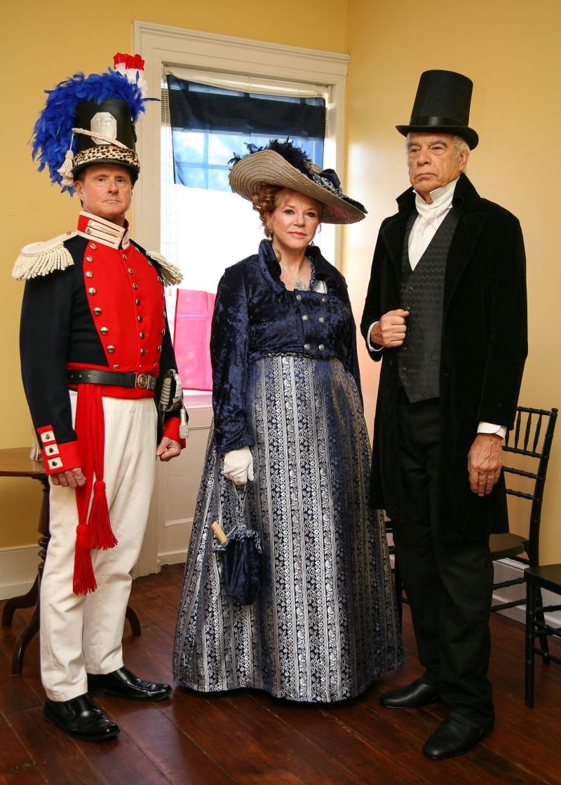 Historical reenactors Jeff Freeman, Jan Vach and Greg Vach present Lafayette in Savannah 1825.