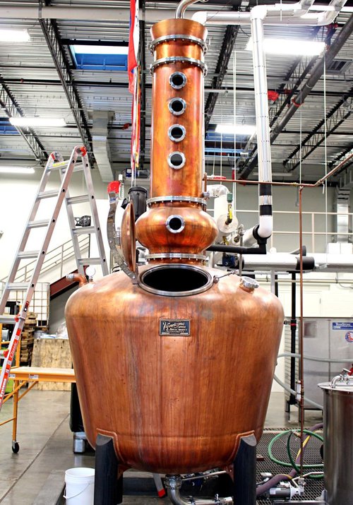 The heart of the operation is the 500-gallon handcrafted Vendome copper pot still that was custom-made in Kentucky and purchased long before the Ghost Coast building.
