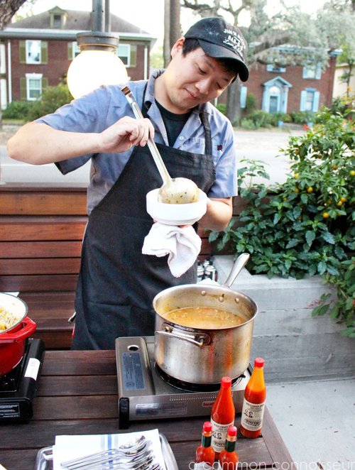 The fete featured six feast stations, alongside a table of paired wine, champs and local beer.