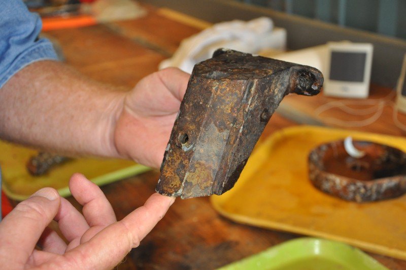 A rear gunsight from one of the 32-pounders
