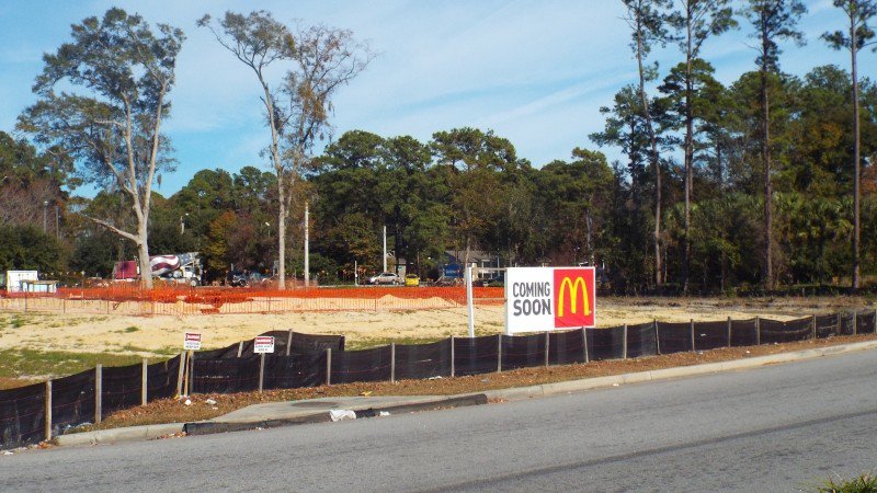 This is what became of the former tree buffer between the Walmart parking lot and Montgomery Cross Road.
