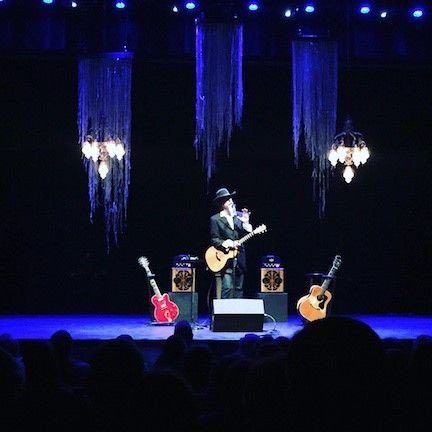 Walter Parks performs under a Spanish moss installation woven by Savannah's The Experience Collective.