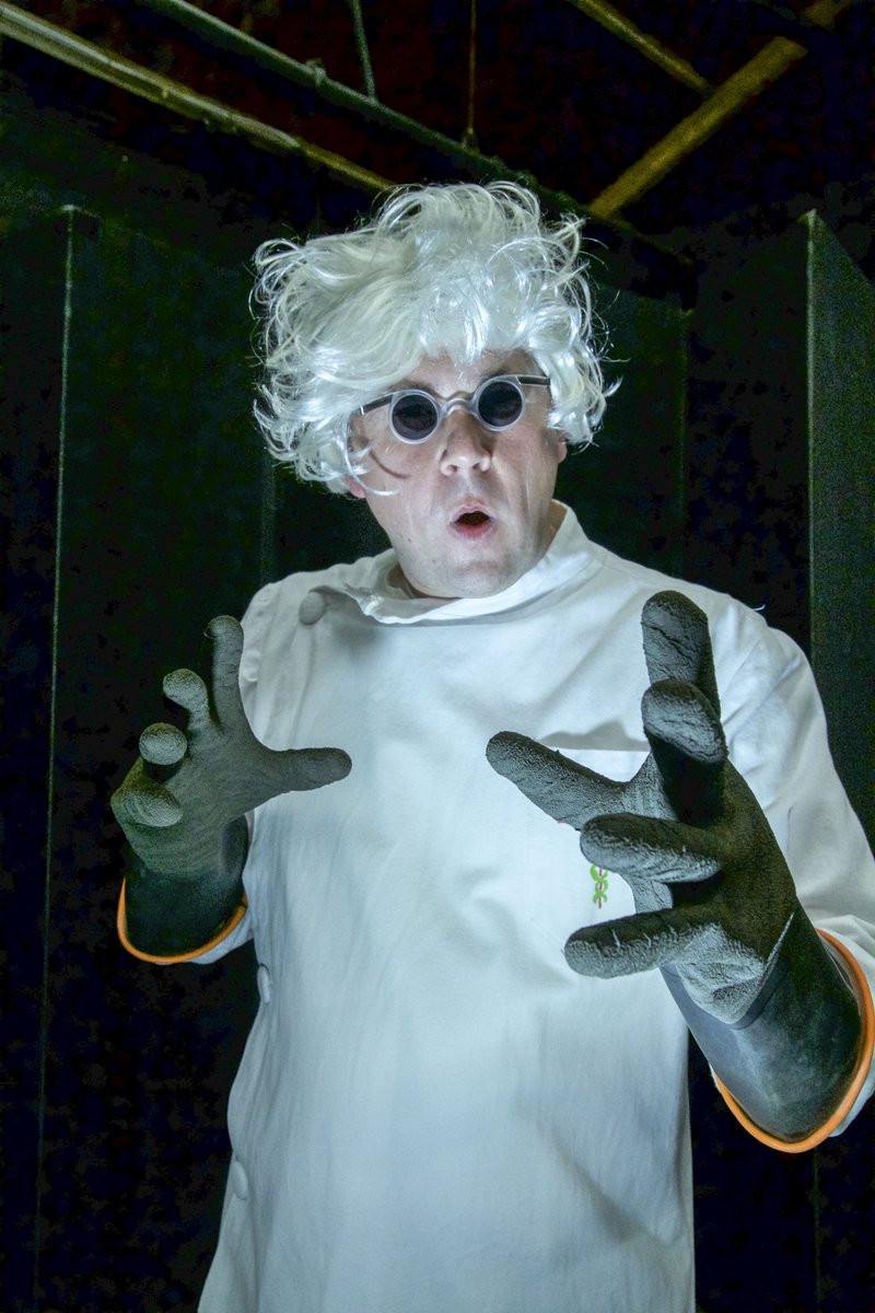 Mad scientist Justin Kent.