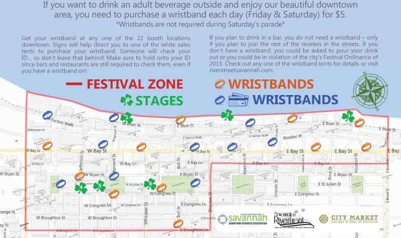 Wristband locations and stage map