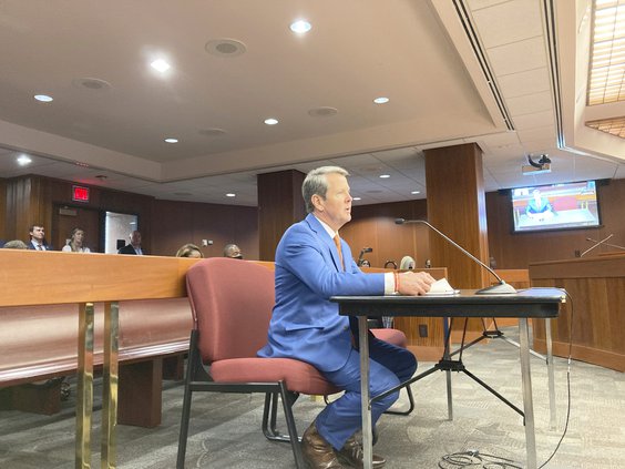 Georgia Gov. Brian Kemp speaks to a state House committee in Atlanta on Monday, July 19, 2021. Kemp says he will ask lawmakers to consider new laws to combat crime in Atlanta during a special legislative session this fall.