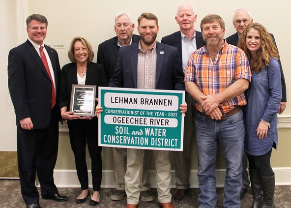 The Ogeechee River Soil and Water Conservation District honored Lehman Brannen and his family as the Conser-vationist of the Year for Bulloch County.
