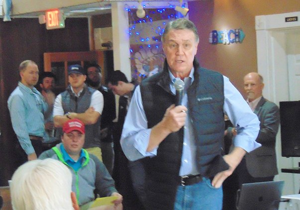 Former U.S. Sen. David Perdue, now a candidate in for governor in Georgia’s May 24 Republican primary, speaks at
