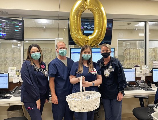 Photo courtesy East Georgia Regional Medical Center Staff from the Emergency Department of East Georgia Regional Medical Center celebrate the milestone of having no COVID-19 patients hospitalized for the first time since May 2020.