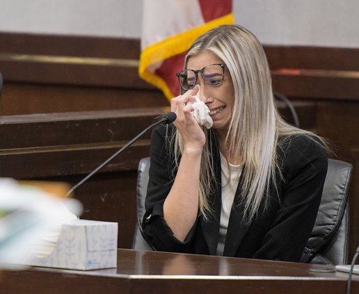 Defense witness Emma Rigdon becomes emotional when asked to recall the incident in question while being a passenger in William Marcus “Marc” Wilson's car as Wilson's felony murder trial related to the death of Haley Hutcheson resumes on Monday, Aug.29. (S