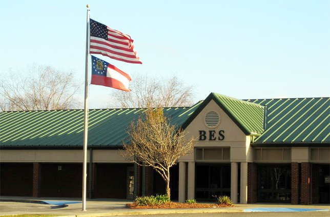 The main entrance to Brooklet Elementary School is pictured. Brooklet was named one of 71 Title I Distinguished Schools for the 2021-2022 school year in Georgia.