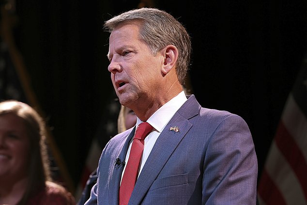 Georgia Gov. Brian Kemp delivers his acceptance speech at his election night party after defeating Democratic gubernatorial candidate Stacey Abrams on Nov. 8, 2022, in Atlanta. On Thursday, Dec. 8, Kemp extended the suspension of Georgia's motor fuel tax
