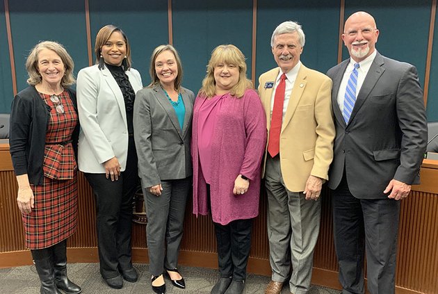 Pictured with Bulloch County Schools leadership are Irene Munn and Senator Billy Hickman (R) District 4. (L-R): Irene Munn (lobbyist), Director of Early Learning & Literacy Crystal Simpkins, Assistant Superintendent of School Improvement Teresa Phillips,
