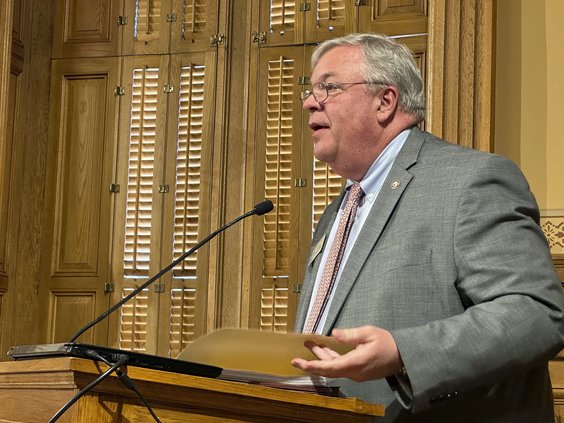 Georgia House Appropriations Committee Chairman Matt Hatchett, R-Dublin, explains proposed changes to the current state budget during a committee meeting on Tuesday, Feb. 6, 2024, at the Georgia Capitol in Atlanta. House members are scheduled to vote on t