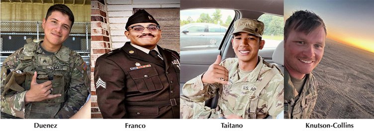 SPECIAL PHOTO In this composite image, the four soldiers from the 3rd Infantry Division who died in an accident in Lithuania are shown.