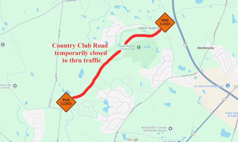 Country Club Road bridge closure