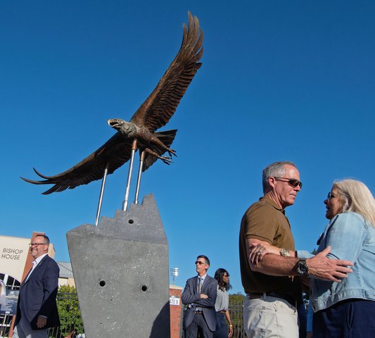 Statue of Freedom is unveiled to honor bald eagle's legacy at Georgia Southern