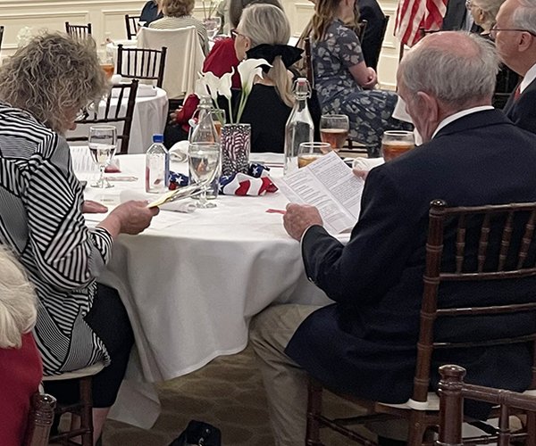 Photos Courtesy Brier Creek Revolutionary War Battlefield Association  President Stephen Hammond is pictured presiding at the Annual Meeting of the Brier Creek Revolutionary War Battlefield Association Feb. 27 at Forest Heights Country Club.