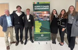 Pictured are, left to right, Professor Jerry Burke, Tom Parker, Tyler Coffman, Angelica Johnson, Shaylee Grave and Caroline Ryan.