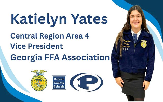 Portal High's Katielyn Yates is new Central Region Area 4 vice president for the Georgia FFA Association